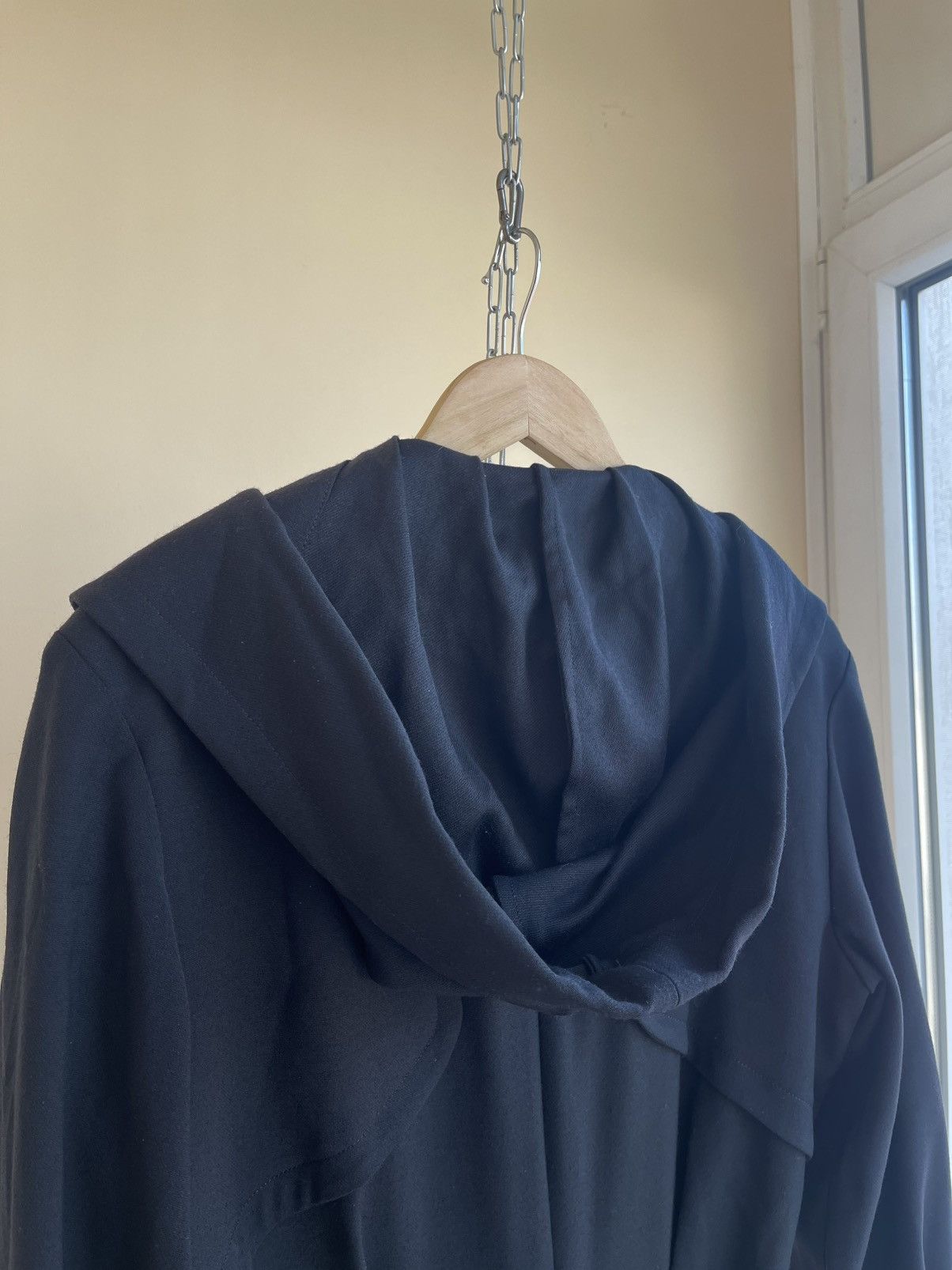Thierry Mugler Activ Sculptural Fitted Button Wool Hooded Coat Vintage 80s Size L / US 10 / IT 46 - 8 Thumbnail
