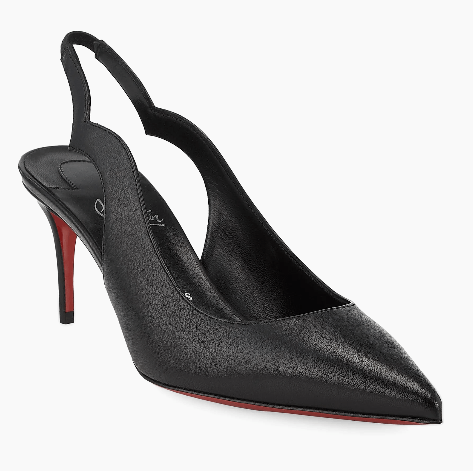 Christian Louboutin Hot Chick Sling 70 Black Nappa Leather Low Heel Pump 36.5 Size US 6.5 / IT 36.5 - 3 Thumbnail