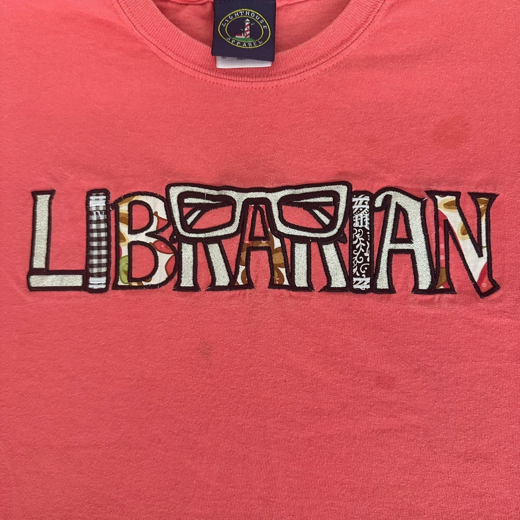 Vintage Vintage Y2K Librarian T-Shirt Coral Pink Preppy Reading Size US M / EU 48-50 / 2 - 2 Thumbnail