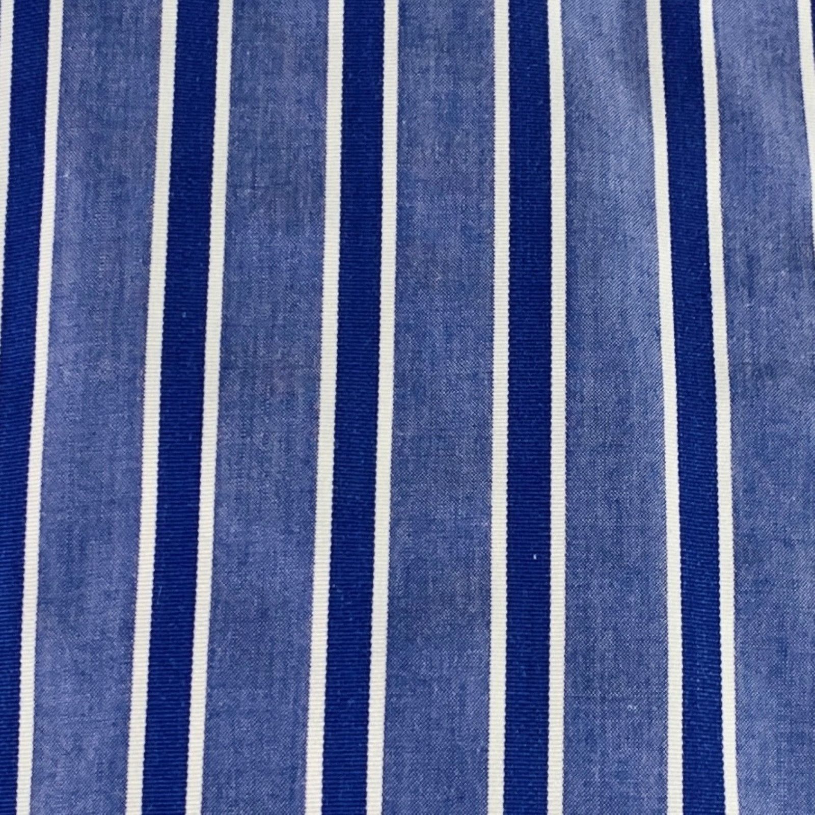 Eton Blue White Stripe Cotton Curved Cutaway Long Sleeve Shirt Size US L / EU 52-54 / 3 - 2 Thumbnail