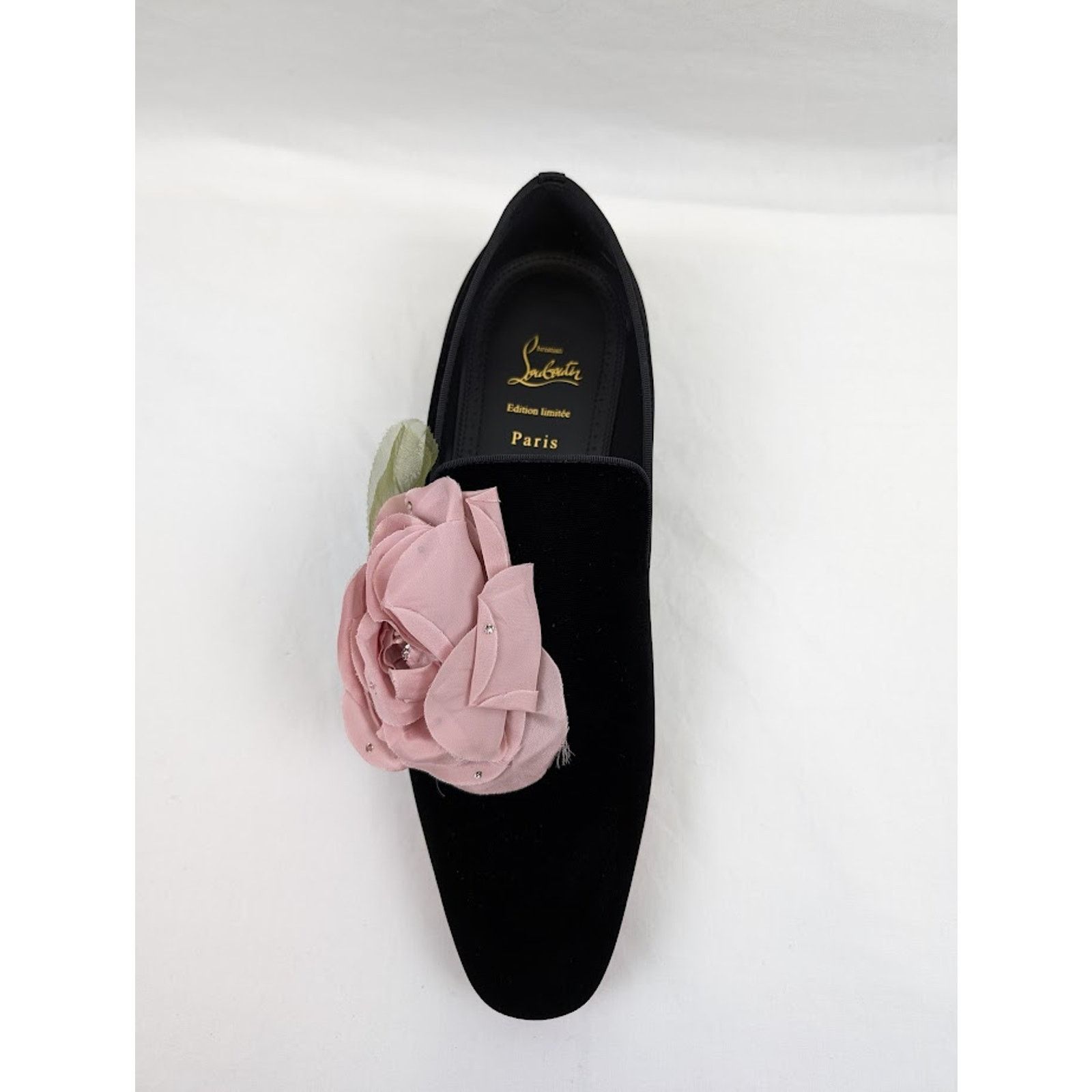Christian Louboutin o1rshd1 Velvet Dandyflor Flat in Black/Rose Size US 11 / EU 44 - 7 Thumbnail