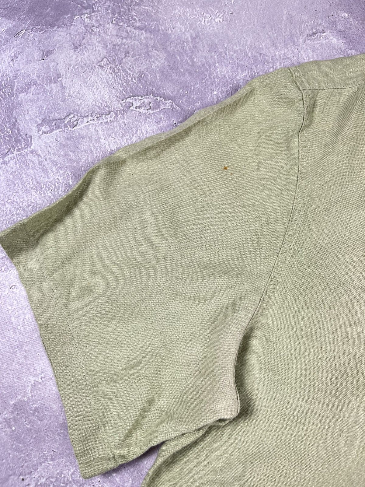 Armani Vintage Armani Jeans Linen Shirt ShortSleeve Button Up Green Size US M / EU 48-50 / 2 - 5 Thumbnail