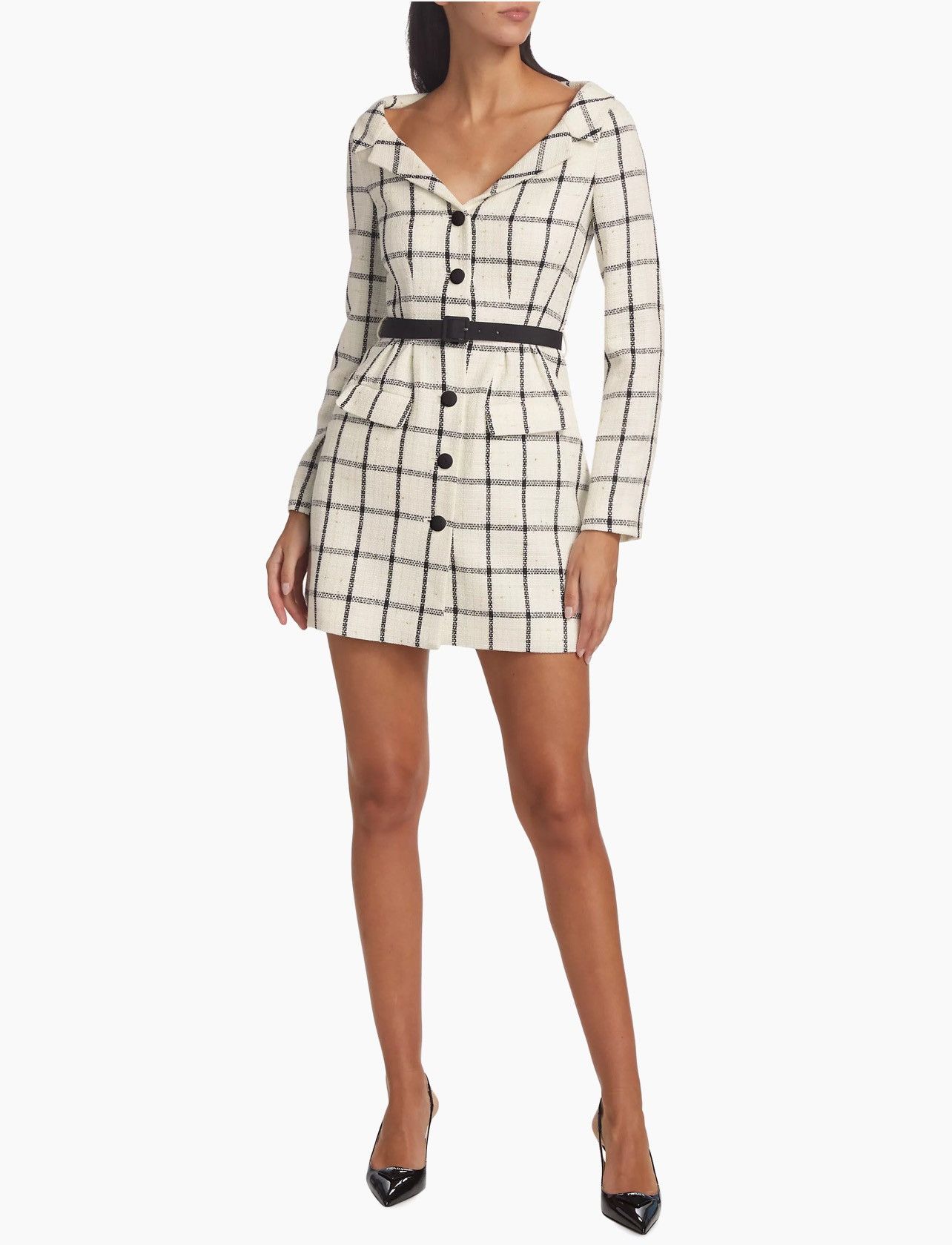 Self-Portrait Self-Portrait Checkered Belted Minidress size 6 Size M / US 6-8 / IT 42-44 - 2 Thumbnail