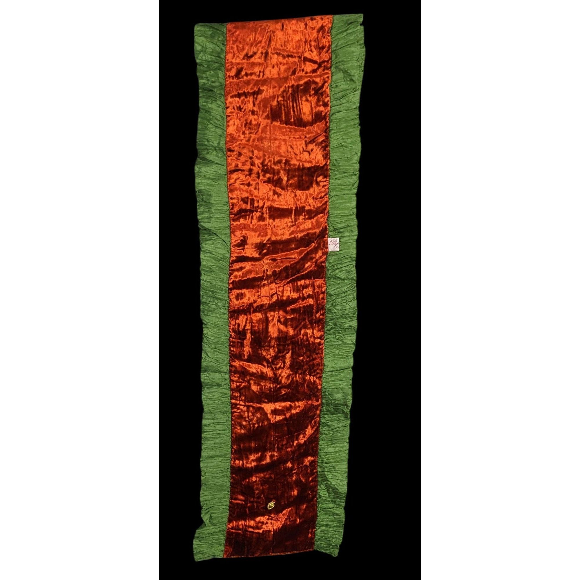Other Papagena Paris Vintage Orange & Green Velvet Scarf W/Gold He Size ONE SIZE - 1 Thumbnail
