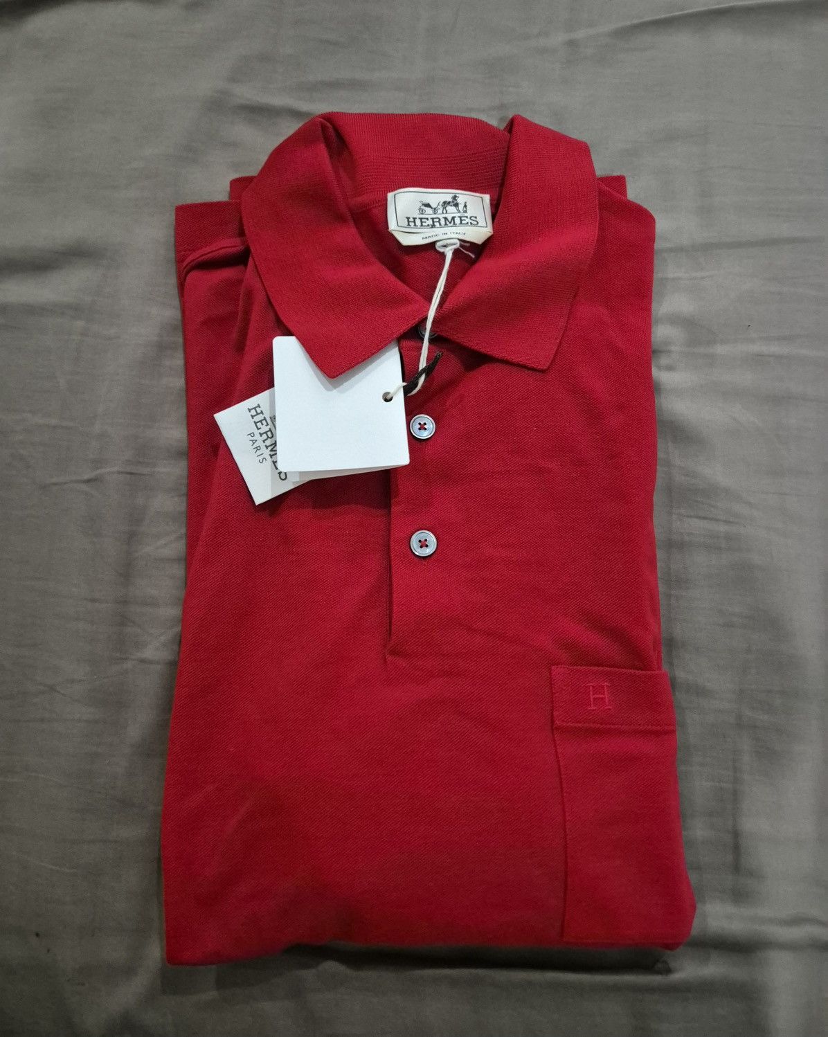 Hermes H Emboidered Buttoned Polo shirt Red Size US S / EU 44-46 / 1 - 1 Thumbnail