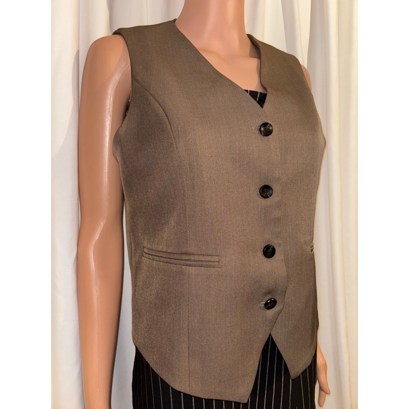 The Unbranded Brand Womens Khaki Brown Vest Size Medium Size M / US 6-8 / IT 42-44 - 3 Thumbnail