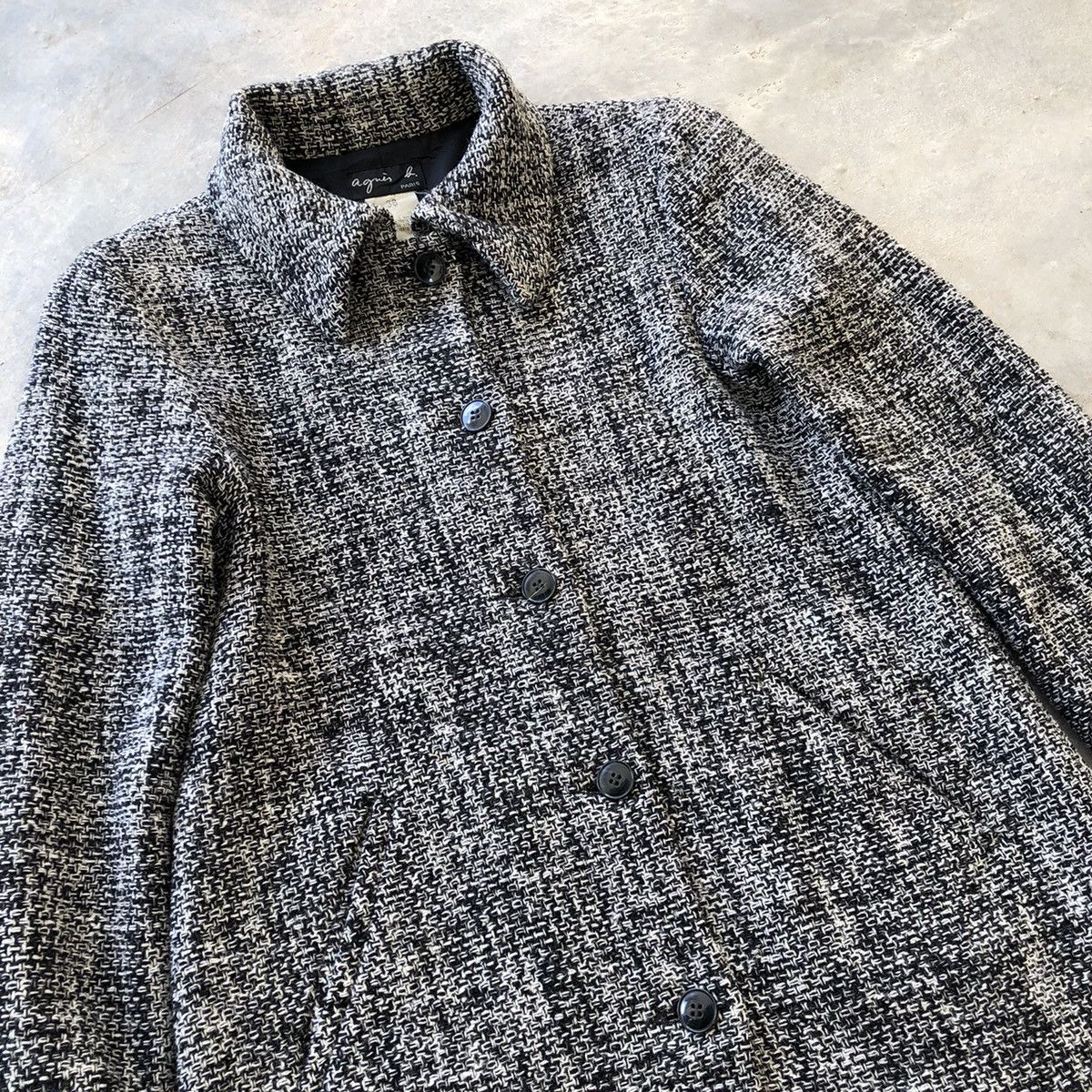 agnes b. AGNES B Tweed Wool Long Coat Jacket Size S / US 4 / IT 40 - 5 Thumbnail