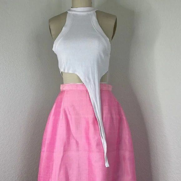Vintage VTG Raw Silk A Line Midi Party Skirt Size 27" / US 4 / IT 40 - 7 Thumbnail