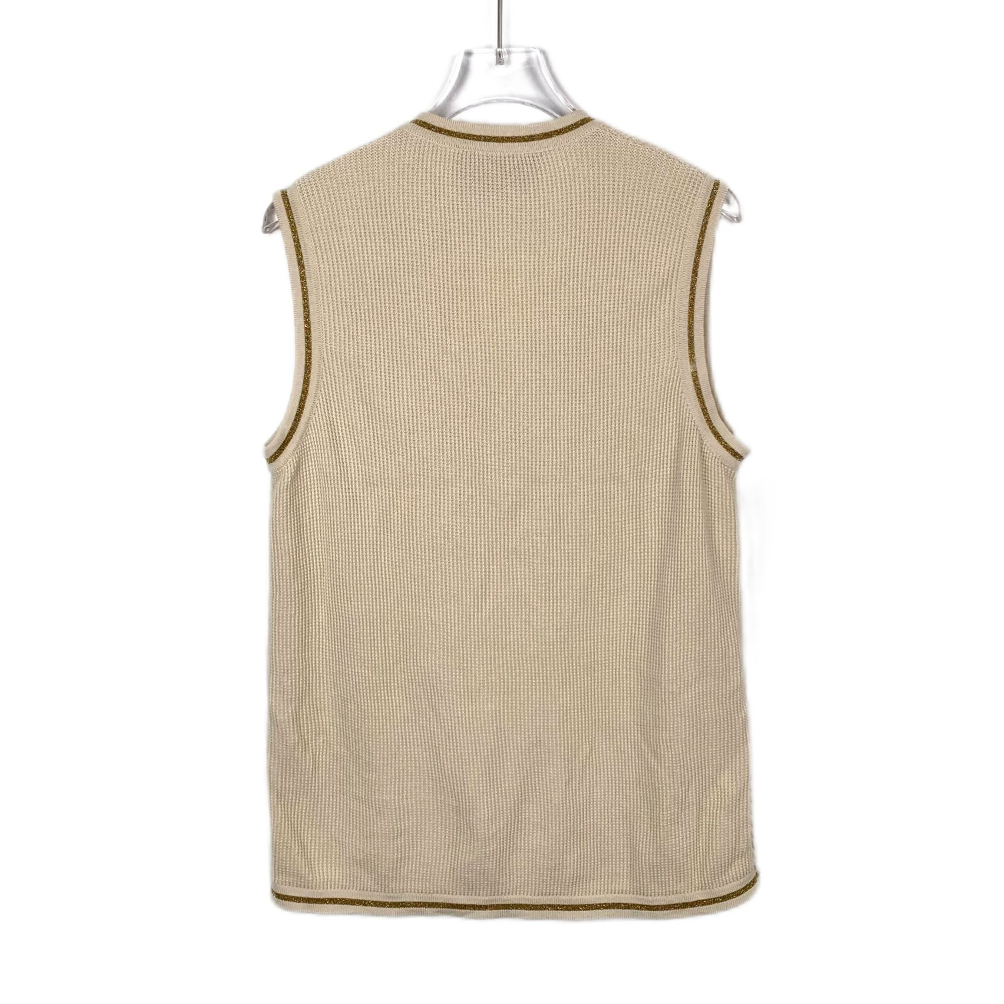 Gucci Gucci Beige V-Neck Cable Knit Wool Sleeveless Waistcoat Swea Size S / US 4 / IT 40 - 6 Thumbnail