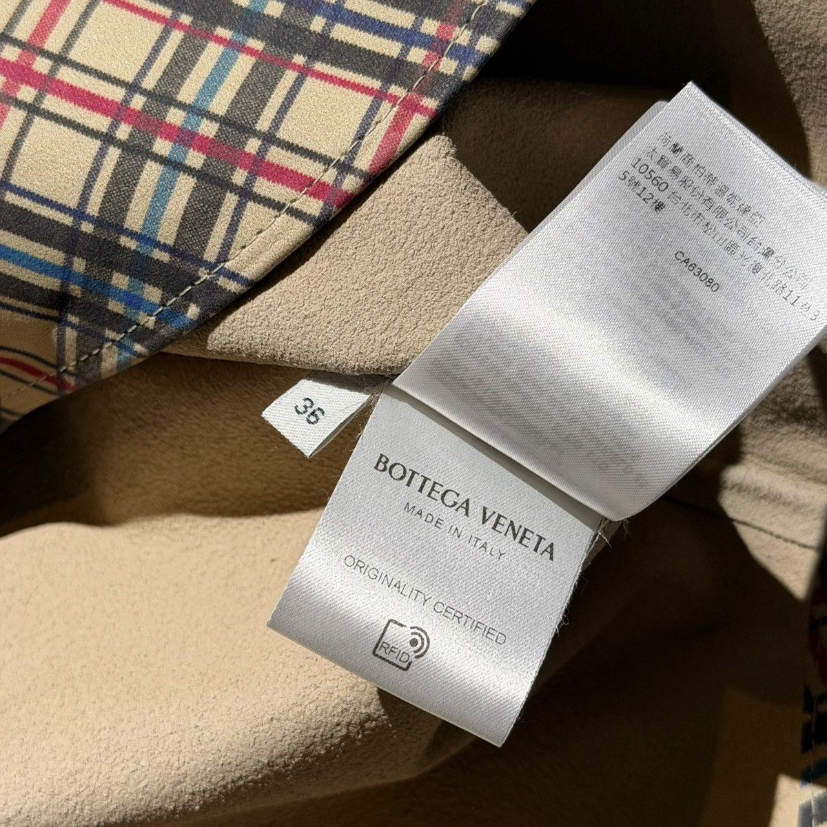 Bottega Veneta $7,000 printed leather check plaid flannel Size US S / EU 44-46 / 1 - 5 Thumbnail