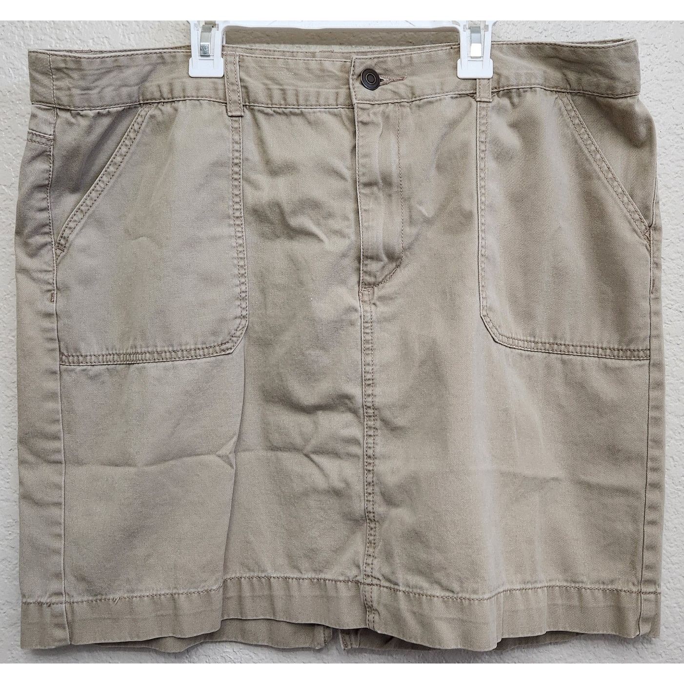 Merona Merona Tan Flat Front Denim Mini Skirt 18 Lightweight Size 40" / US 18 - 1 Thumbnail