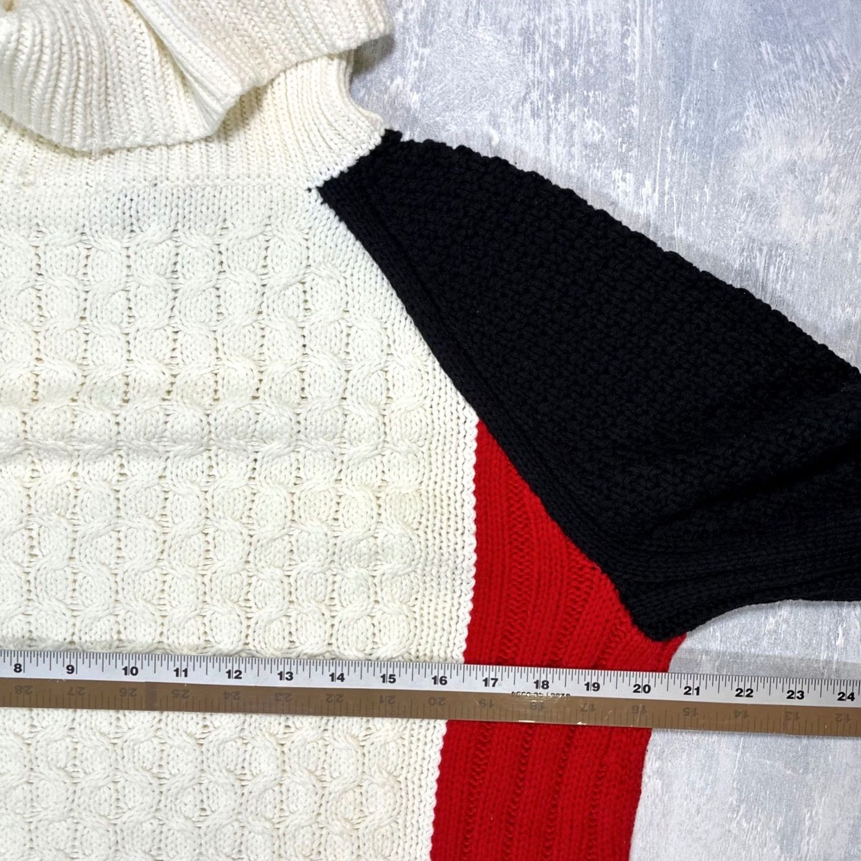 Talbots Talbots Sweater Womens L White NWT Mixed Stitch Colorblock Cable Knit Turtleneck Cotton Size L / US 10 / IT 46 - 5 Thumbnail