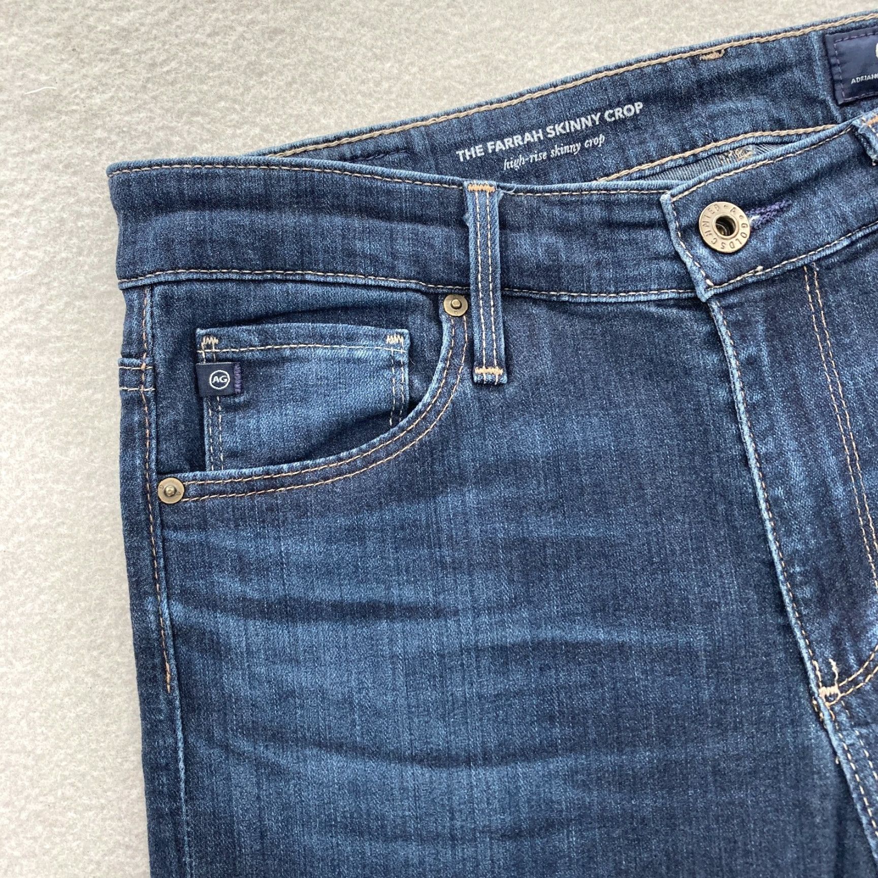 Farah AG Adriano Goldschmied The Farrah Skinny Crop Women's 27 Dark Blue Denim Jeans Size 27" / US 4 / IT 40 - 3 Thumbnail