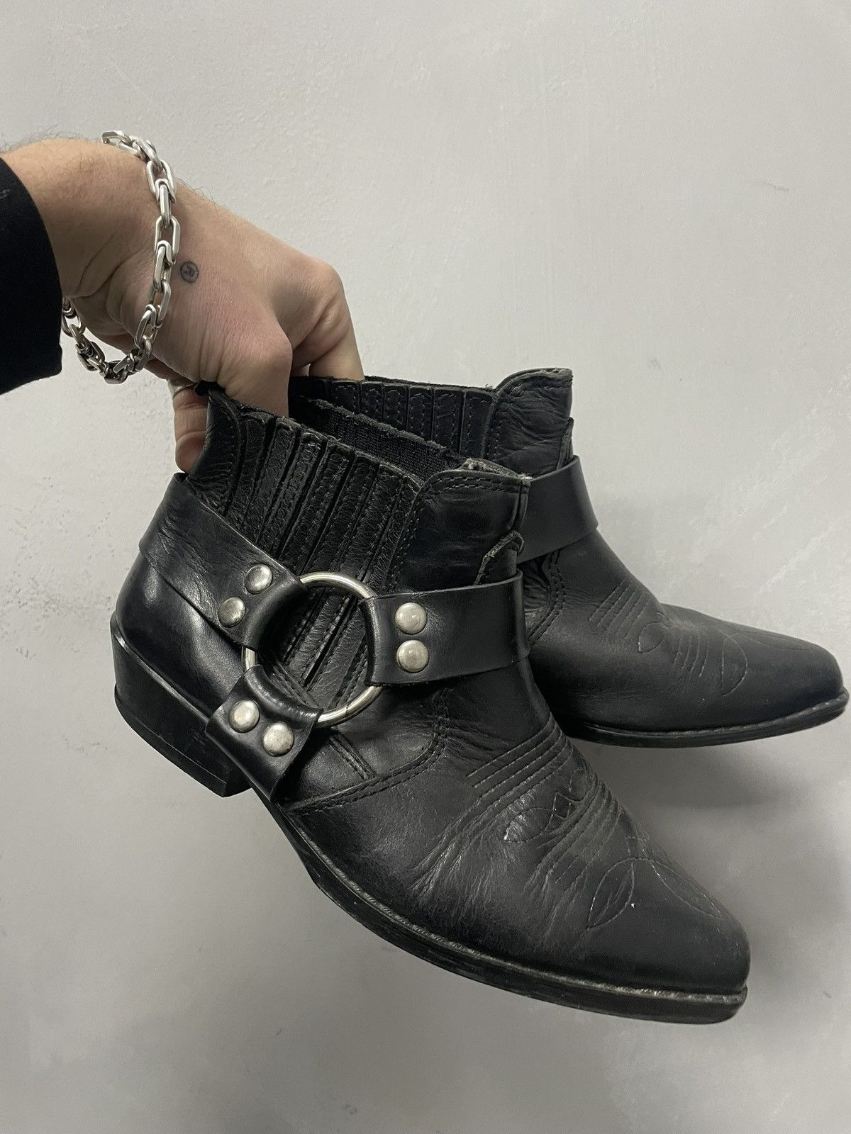 A.S.98 Western vibe gothic moto boots avant garde leather Size US 7 / IT 37 - 8 Thumbnail