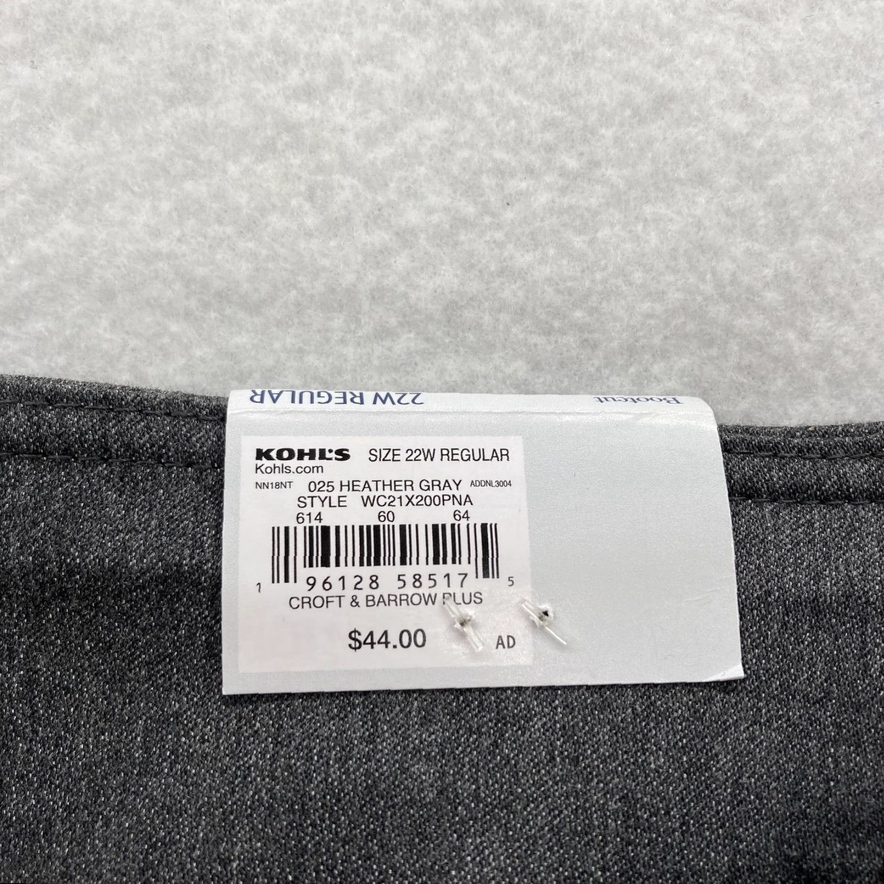 Croft & Barrow Pants Womens 22W Gray Bootcut Plus Comfort NWT Effortless Stretch Dress Pants 32in Inseam Slimming Pull On Womens