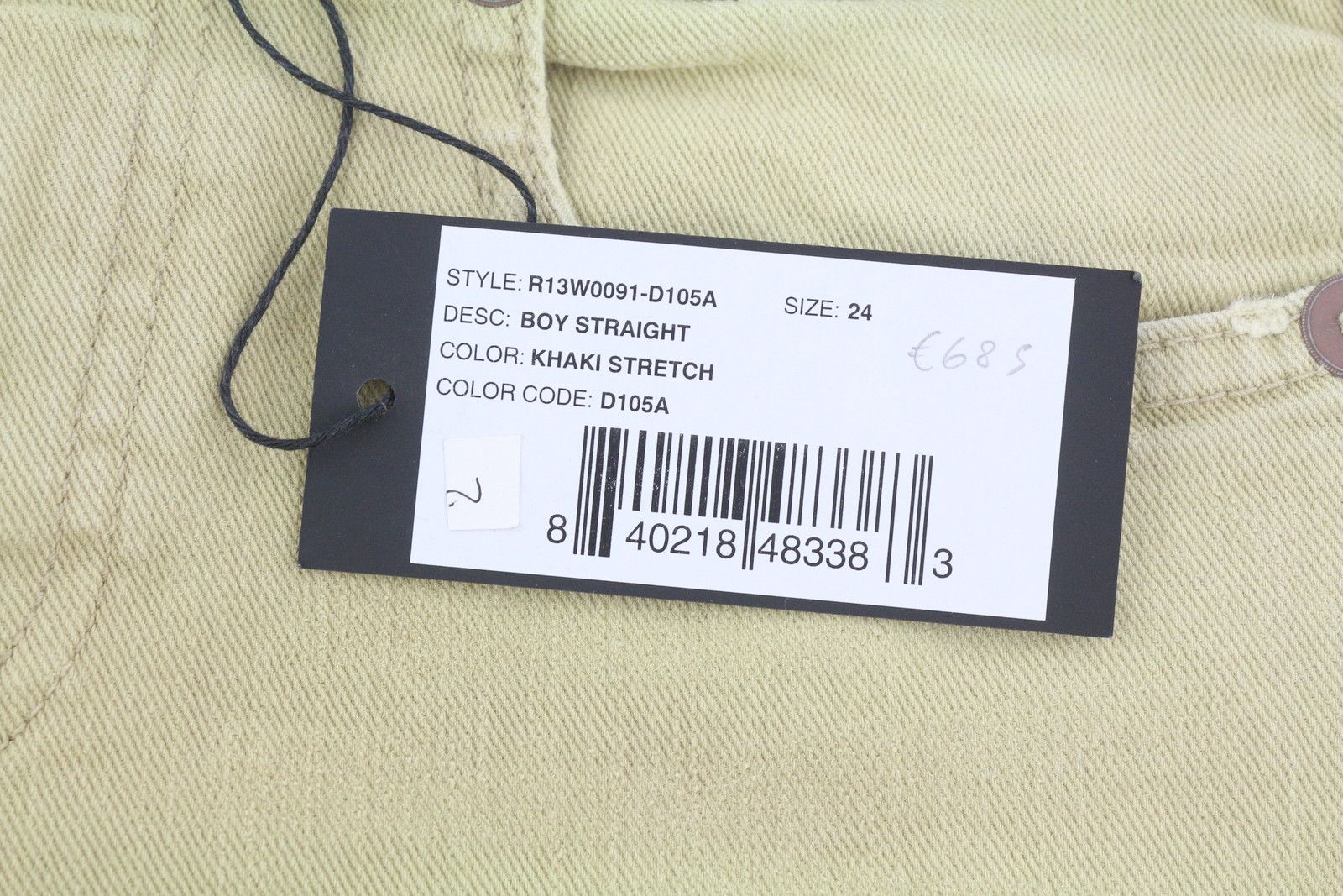 R13 BOY STRAIGHT 24 Khaki Stretch Faded Cropped 86266 Size 24" / US 00 / IT 34 - 7 Thumbnail