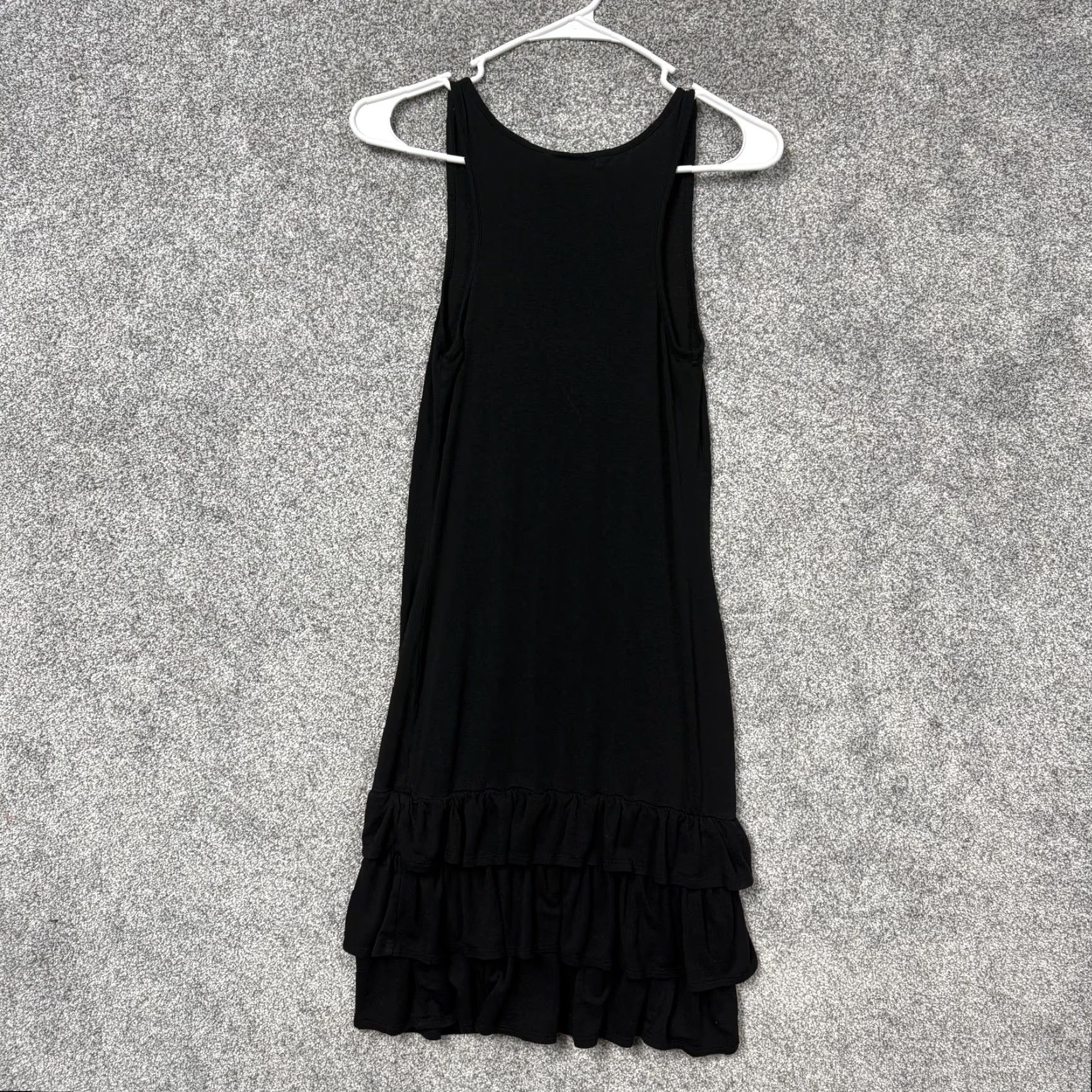 Vintage Pink Rose Dress Tank Shift Small Black Tiered Ruffle Hem Boho Sleeveless Stretch Juniors S Size S / US 4 / IT 40 - 7 Thumbnail