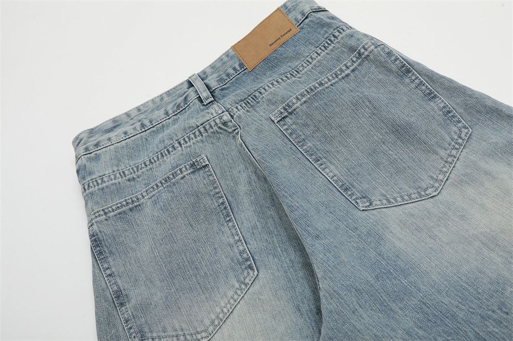 Japanese Brand Men's washed distressed casual side pleated wide-leg jeans Size US 34 / EU 50 - 6 Thumbnail
