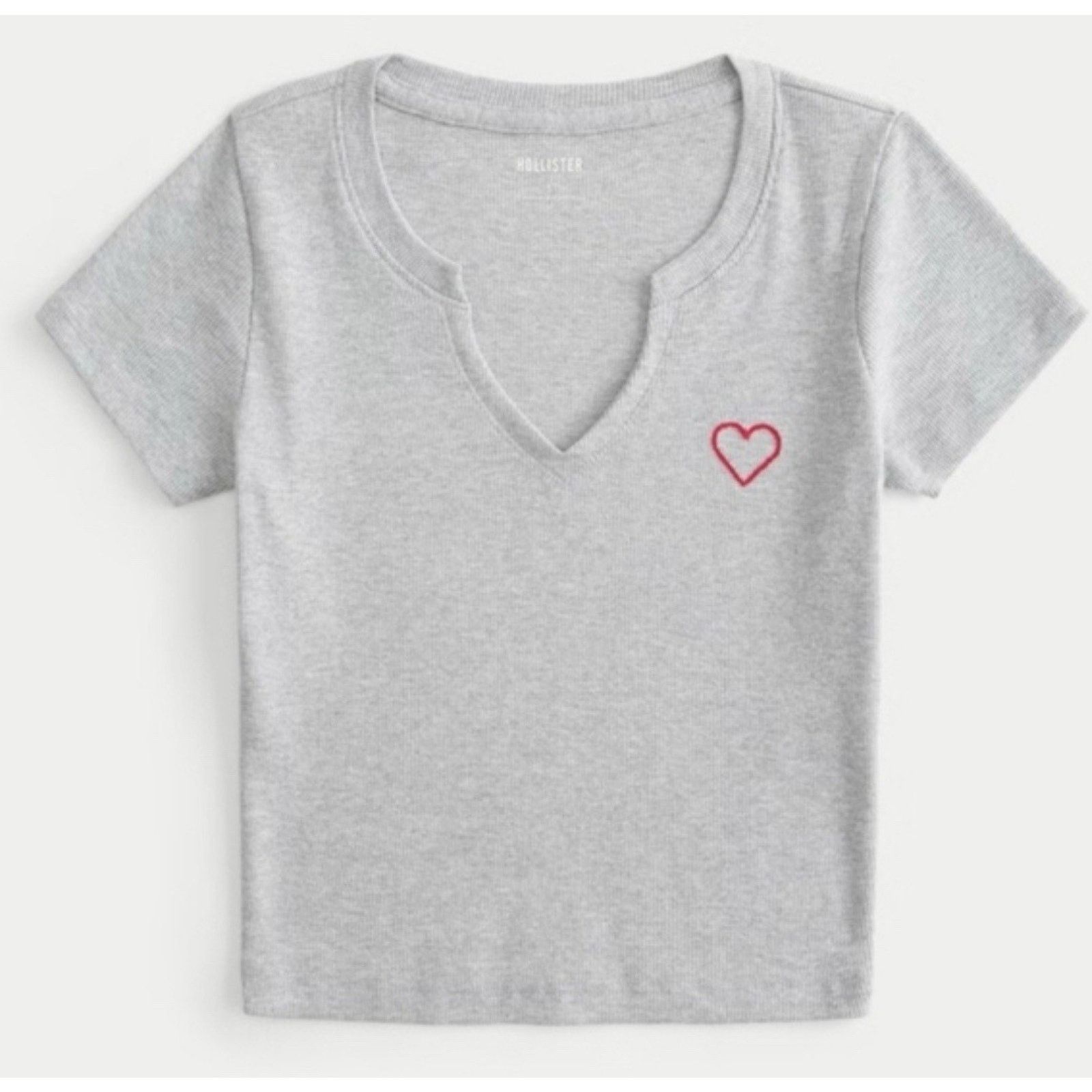 Hollister Hollister GRAY RIBBED HEART Y2K Top Medium A003201 Size M / US 6-8 / IT 42-44 - 1 Thumbnail