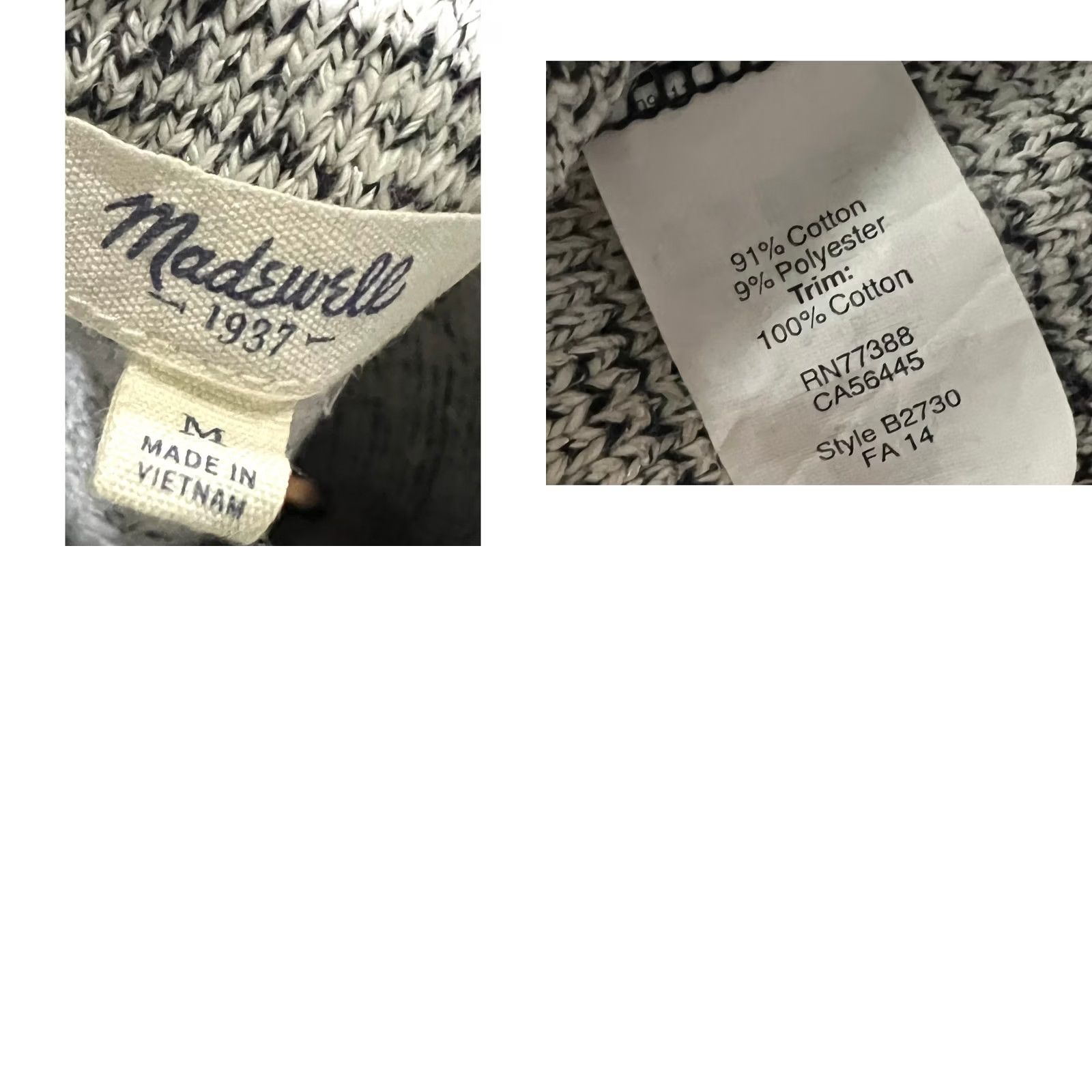 Madewell Madewell Women’s Short Sleeve Sweater Boxy Pullover Cotton Blend Black White Size M Size M / US 6-8 / IT 42-44 - 8 Thumbnail