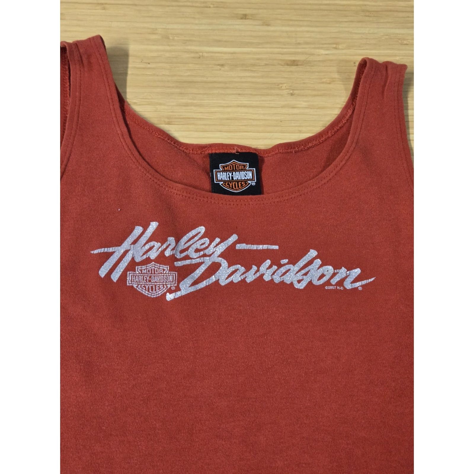 Harley Davidson VINTAGE Harley-Davidson Tank Top Womens Medium Red House of Thunder Morgan Hill CA 2007 Size M / US 6-8 / IT 42-44 - 2 Thumbnail