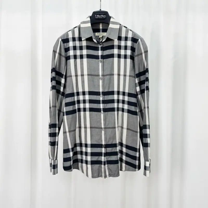 Burberry Burberry Long Sleeve Black Gray Cotton Shirt Size M / US 6-8 / IT 42-44 - 1 Thumbnail