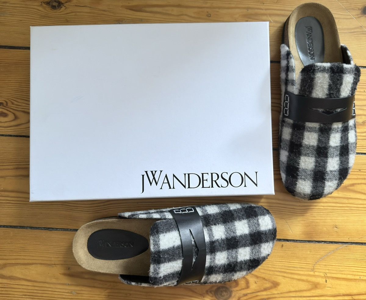 JW Anderson check leather mules in black & white Size 41 UK8