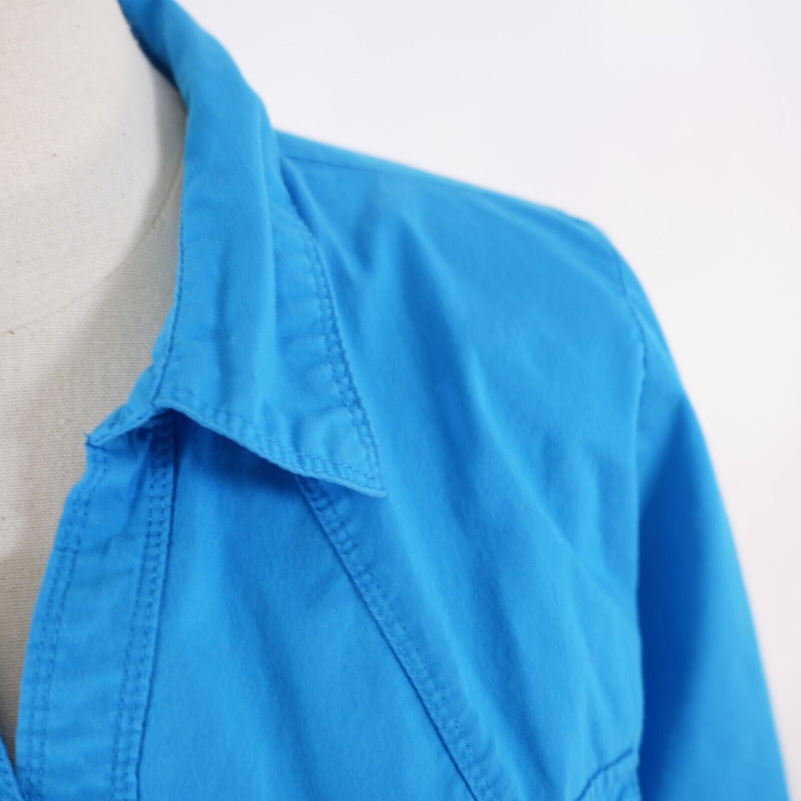 Designer Ava & Grace Teal Large Cotton Blend Roll Tab Metal Button Fr Size L / US 10 / IT 46 - 4 Thumbnail