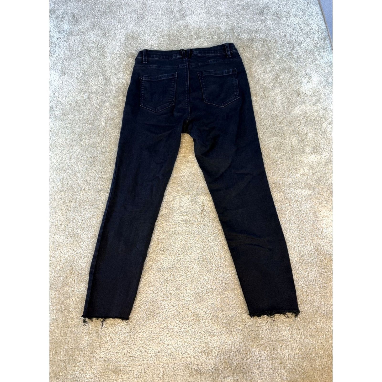 Vintage CURVE Black Raw Hem Stretch Denim Jegging Women's Jeans 12 30in 25in Size 34" / US 12 / IT 48 - 2 Thumbnail