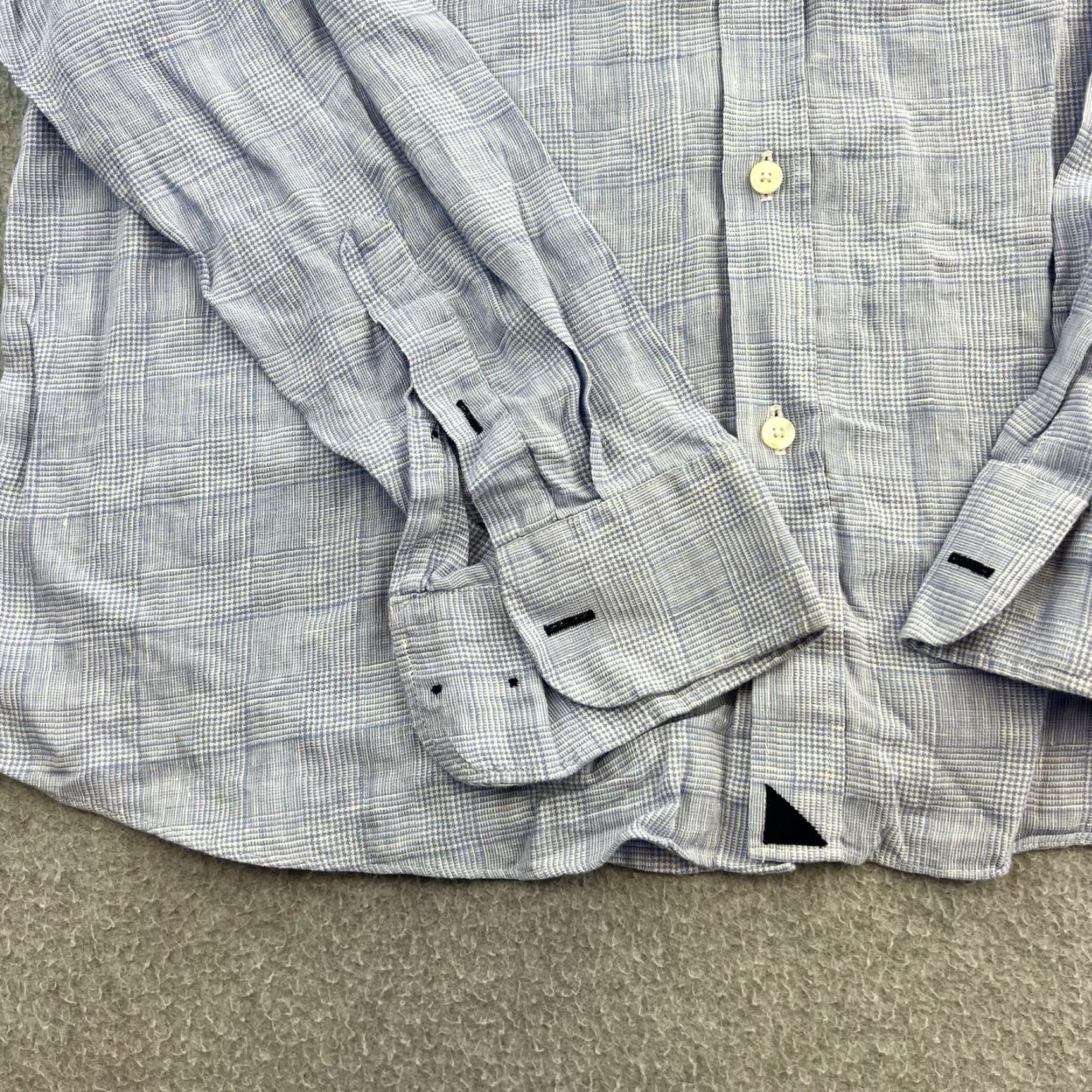 UNTUCKit UNTUCKit Shirt Mens XL Blue Check Long Sleeve Button Up 100% Linen Casual Adult Size US XL / EU 56 / 4 - 7 Thumbnail
