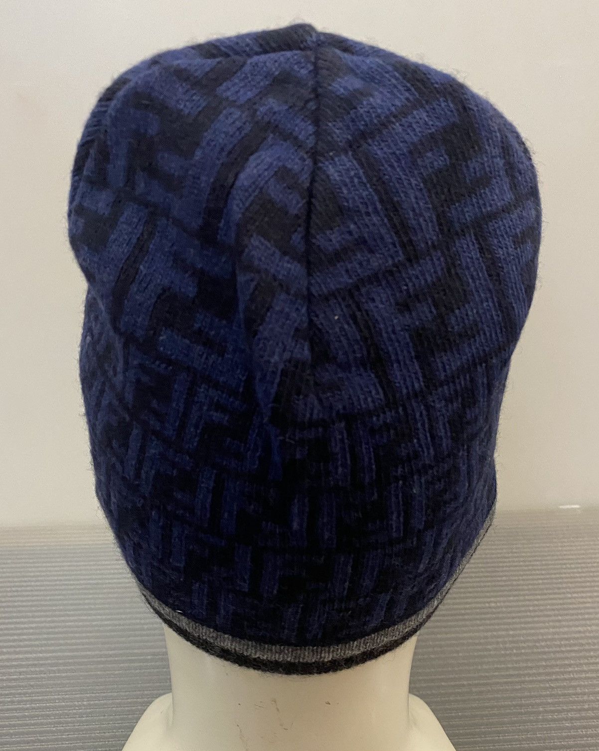 Fendi Fendi 🇮🇹 Blue/Black Wool blend FF Beanie unisex NEW Size ONE SIZE - 8 Thumbnail