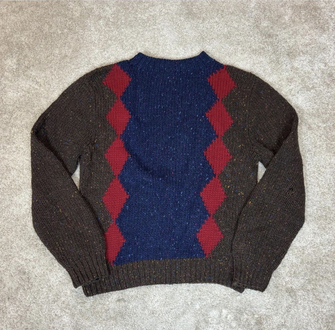 Yves Saint Laurent Vintage Yves Saint Laurent Hand Knit Argyle Sweater Size US L / EU 52-54 / 3 - 1 Thumbnail