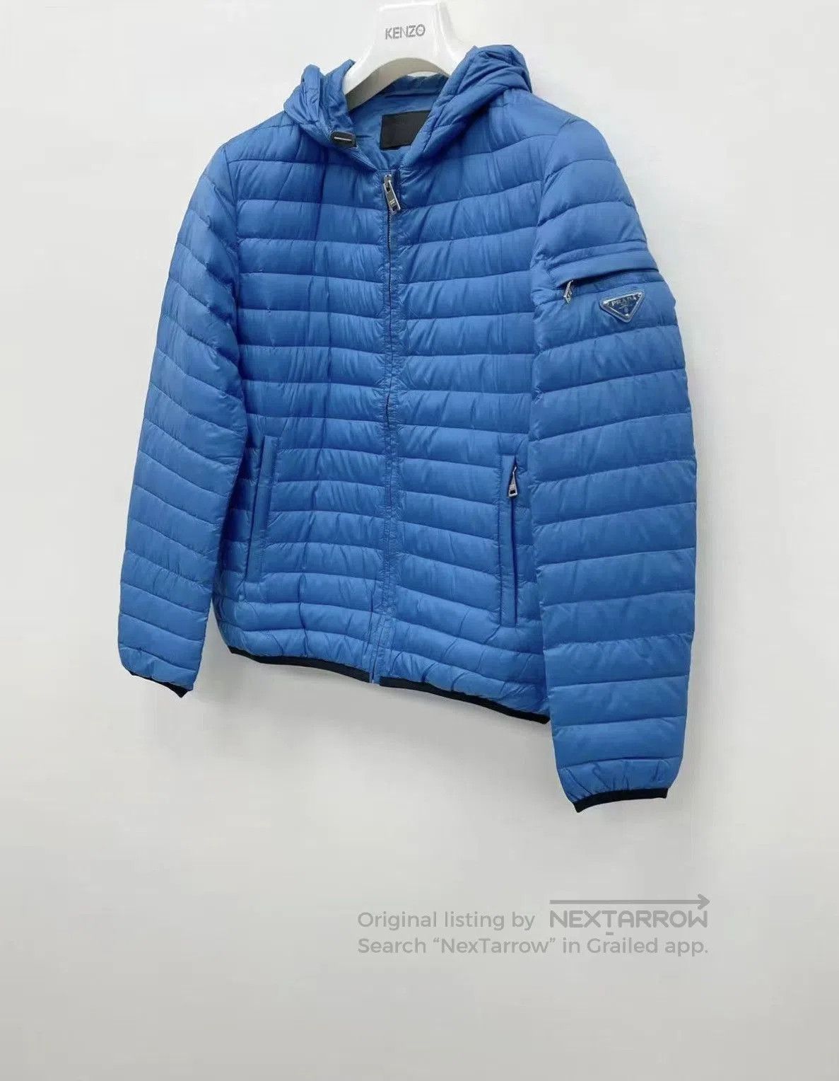 Prada Blue Quilted Hooded Light Jacket. Size US L / EU 52-54 / 3 - 2 Thumbnail