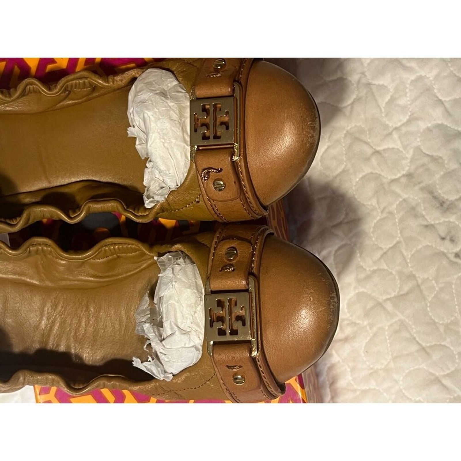 Tory Burch TORY BURCH Ambrose Ballet Flats Leather Camel Brown Gold 7 B Size US 7 / IT 37 - 10 Thumbnail