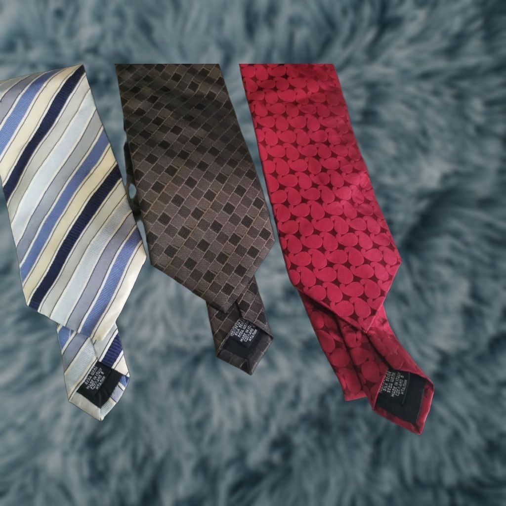 Hugo Boss HUGO BOSS Tie 58" 100% Silk Necktie Multicolor Geometric 3 Piece Set Made in Italy Mens Size ONE SIZE - 1 Thumbnail