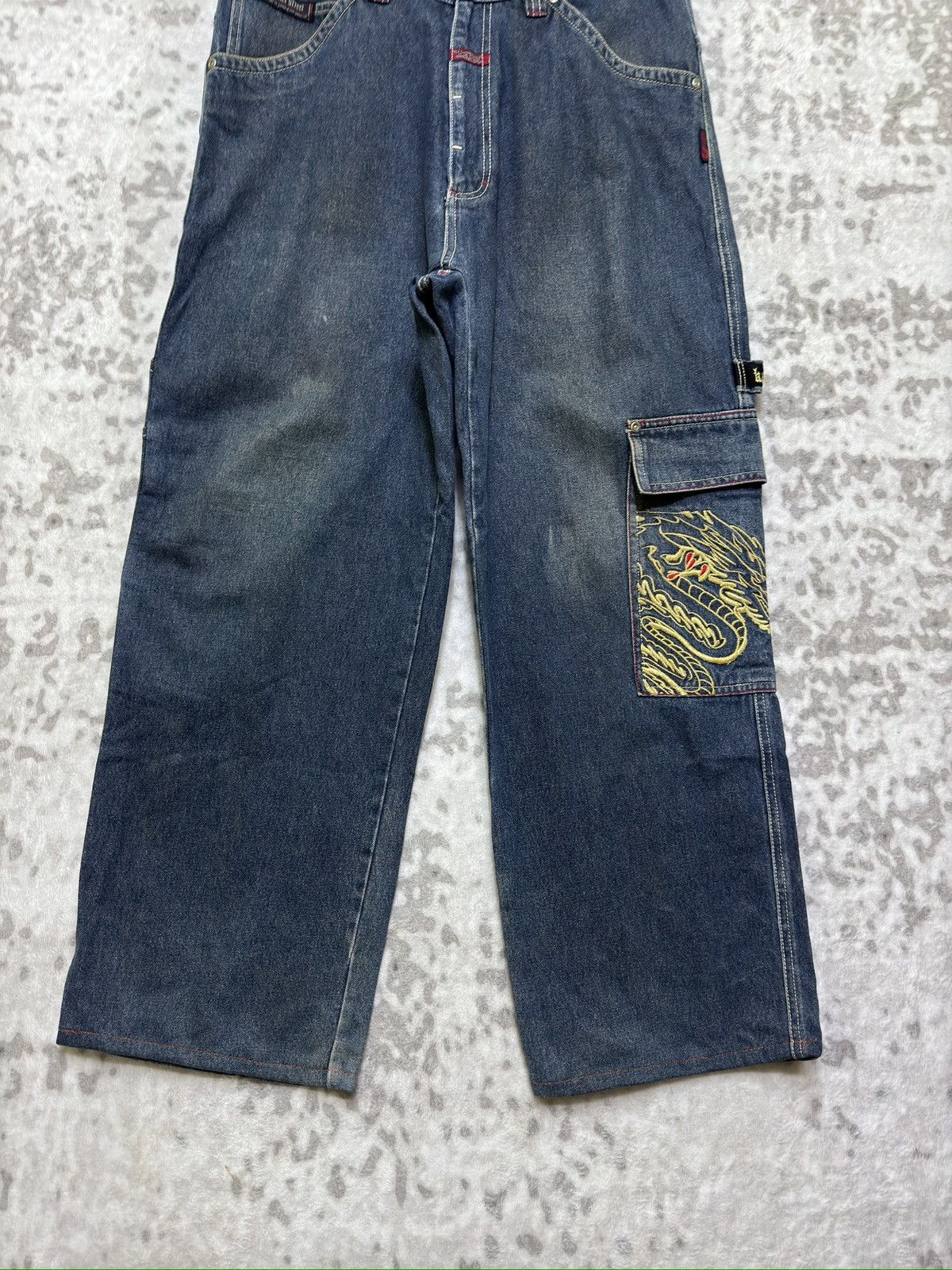 Japanese Brand Y2k Kakei Street Baggy Carpenter Denim Dragon Embroidery Size US 32 / EU 48 - 6 Thumbnail
