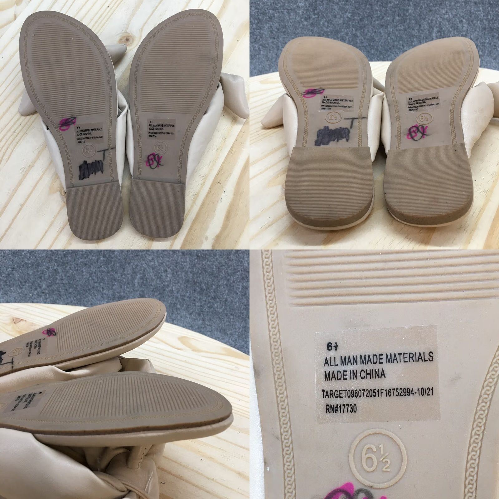 Vintage A New Day Sandal Womens 6.5 Knotted Flip Flop Flats Beige Faux Leather Slip On Size US 7 / IT 37 - 8 Thumbnail