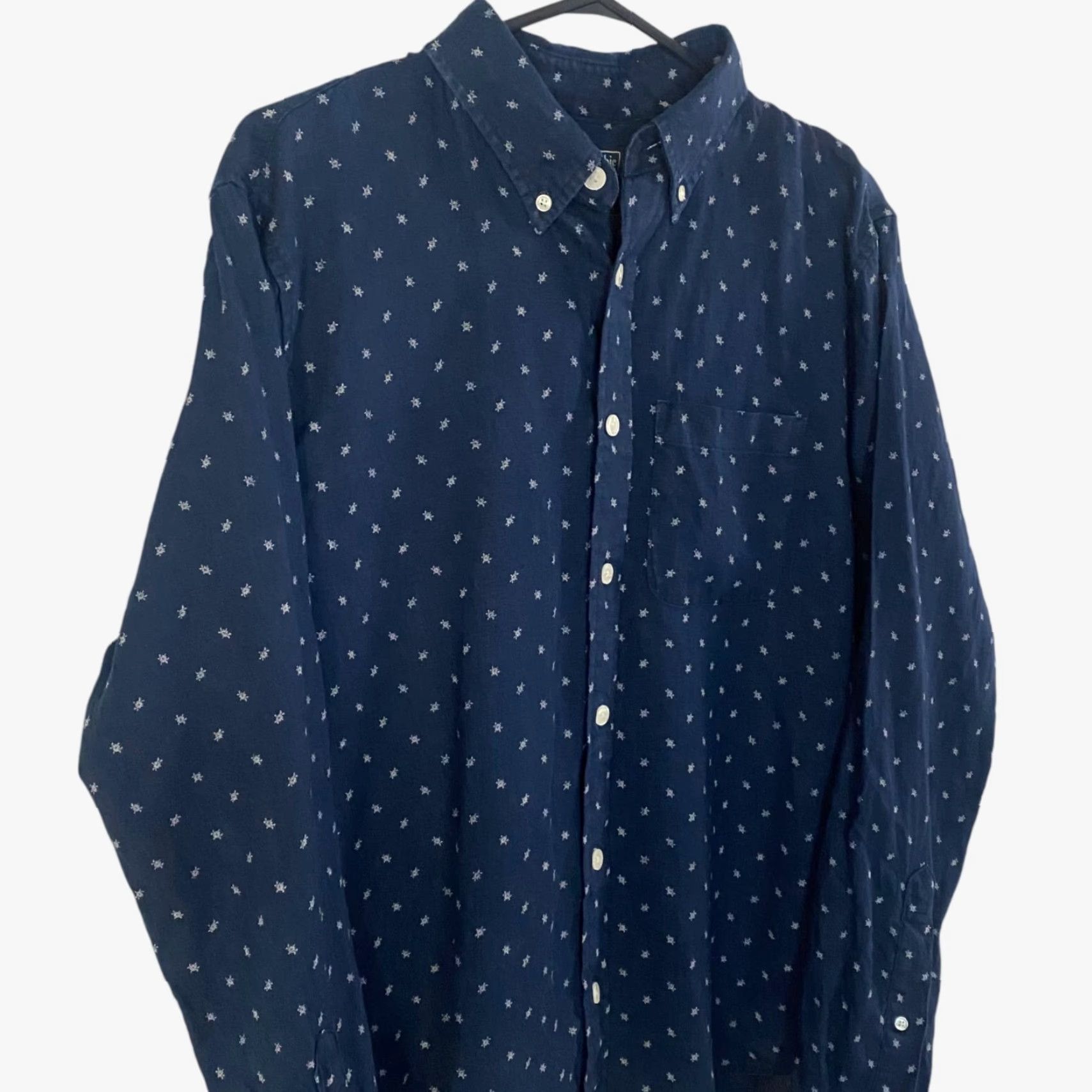 Abercrombie & Fitch Abercrombie & Fitch Button-Down Linen Shirt Navy Blue Casual Long-Sleeve Men L Size US L / EU 52-54 / 3 - 4 Thumbnail