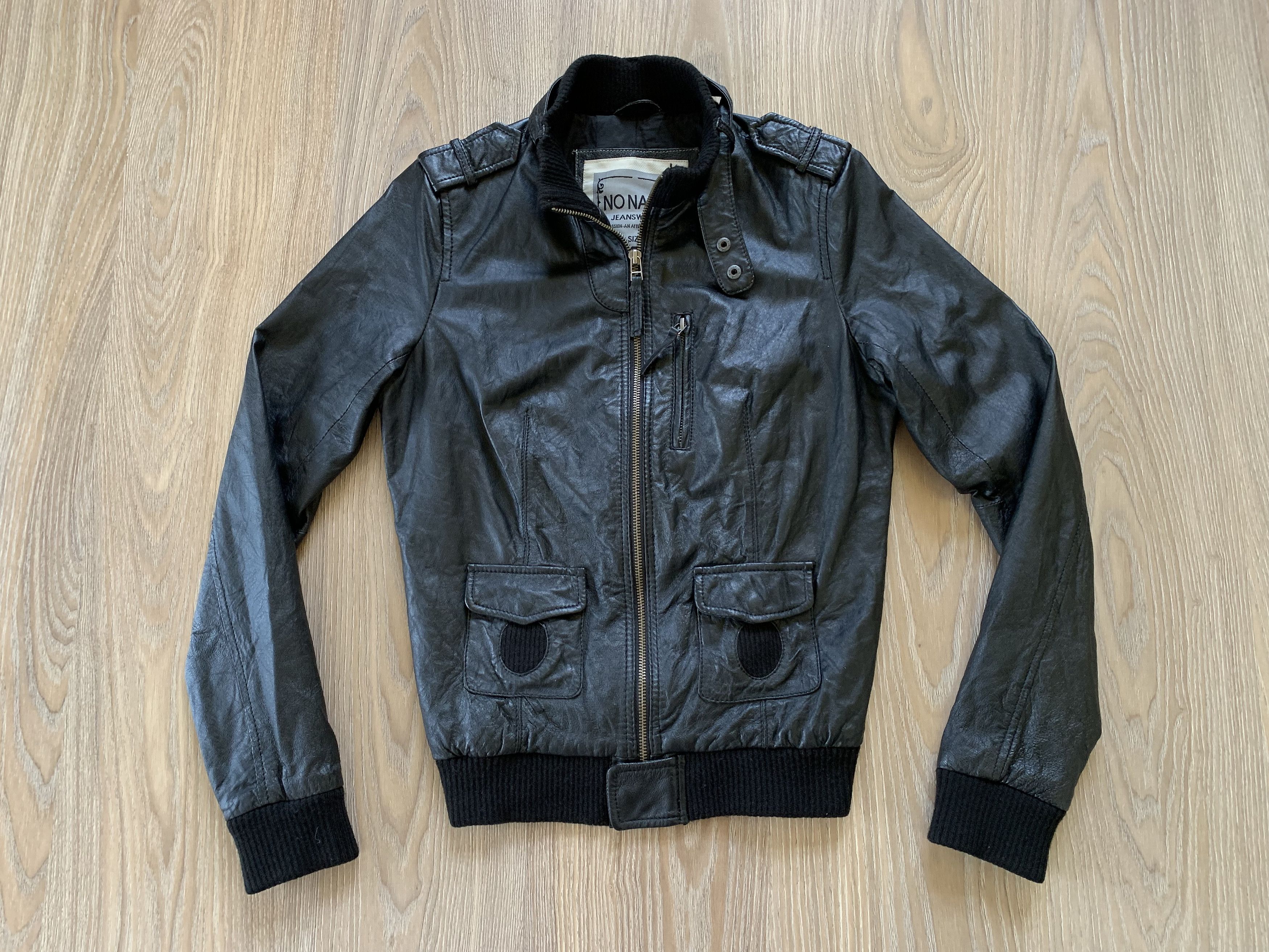 Other No Name Black Leather Bomber Jacket Size S / US 4 / IT 40 - 2 Thumbnail