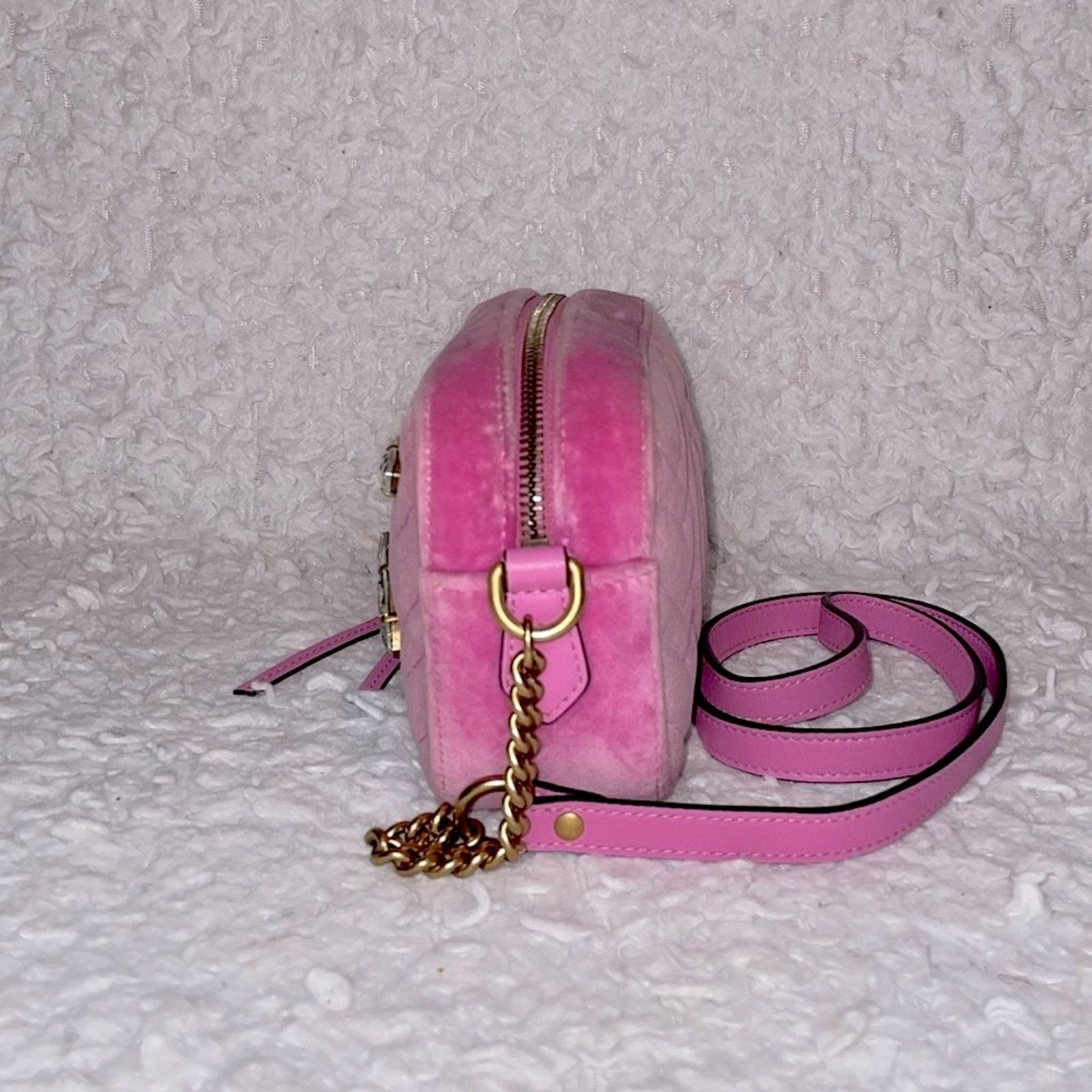 Gucci Gucci GG Marmont Velvet Crystal Mini Bag Pink 448065 Size ONE SIZE - 4 Thumbnail
