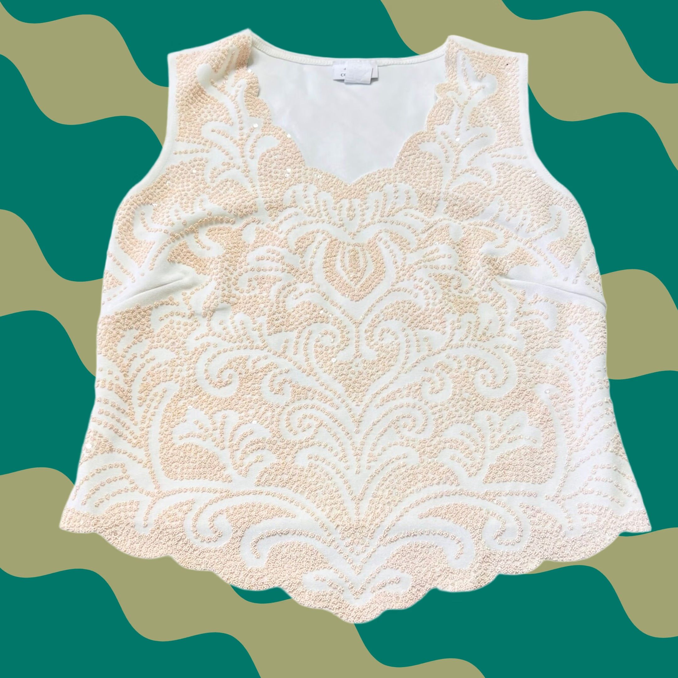 Vintage VINTAGE Y2K Embellished Mcbling Rhinestone Dress Barn Collection Tank Top M White Women's Tank M Size M / US 6-8 / IT 42-44 - 1 Thumbnail