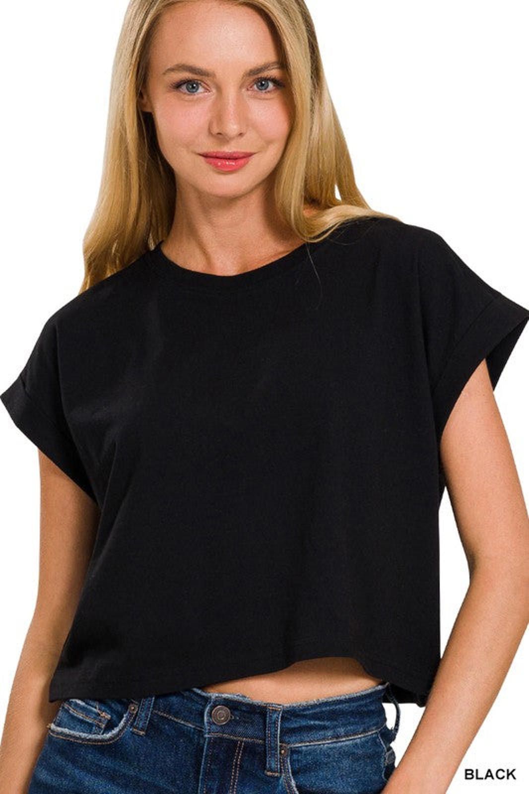 Other Cotton Folded Sleeve Top Zenana in Multiple Colors Size S / US 4 / IT 40 - 4 Thumbnail
