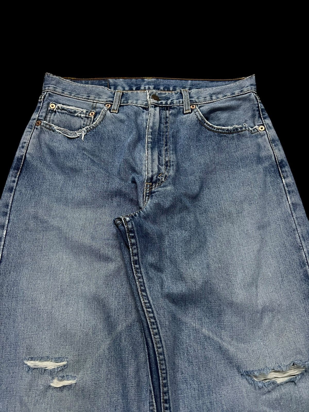 Levi's × Levi's Vintage Clothing 🌈90s Levis 512 Distress Light Wash Baggy Jean Size US 30 / EU 46 - 3 Thumbnail