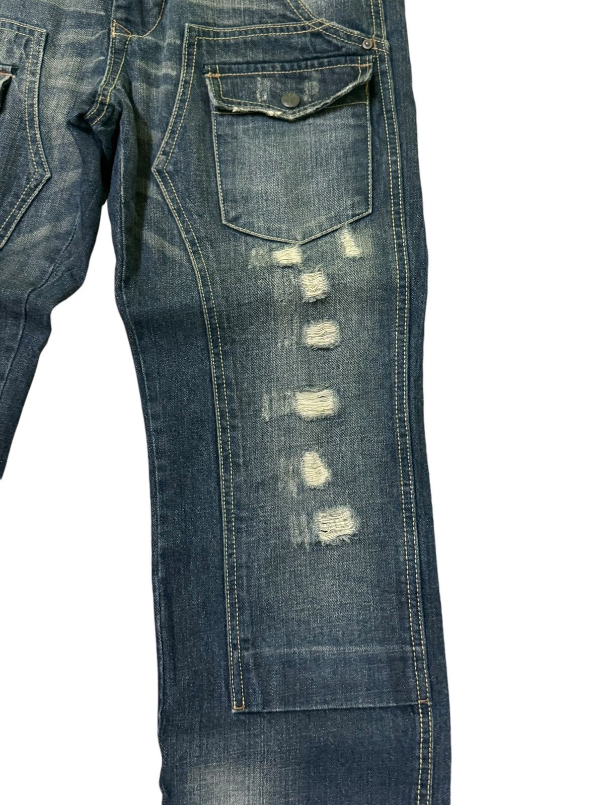 Japanese Brand Double Knee Multipocket Free Gate Distressed Denim Size US 29 - 9 Thumbnail
