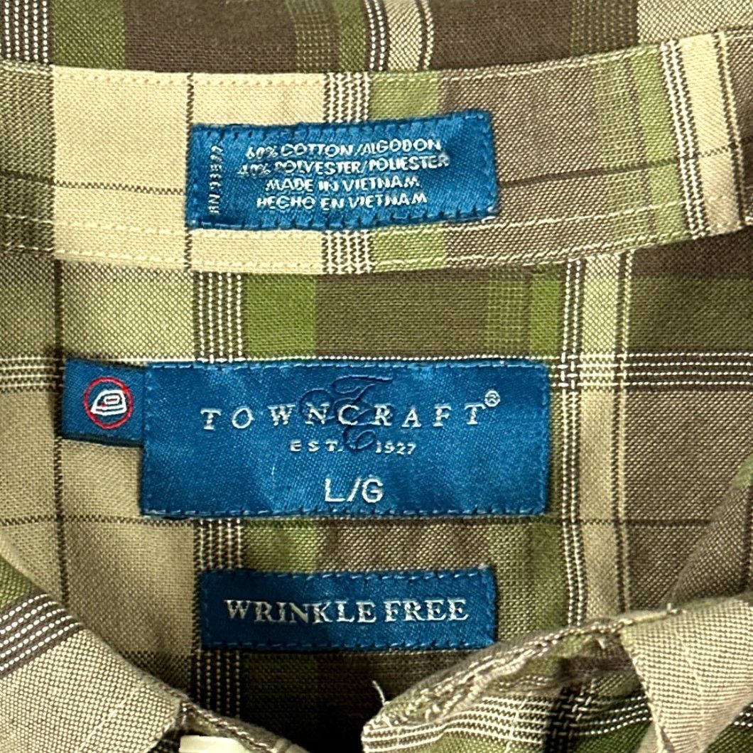 Vintage VINTAGE Towncraft Shirt Mens Adult LARGE Brown Green Plaid Military Camo 90s Long Sleeve Button-Up Size US L / EU 52-54 / 3 - 6 Thumbnail
