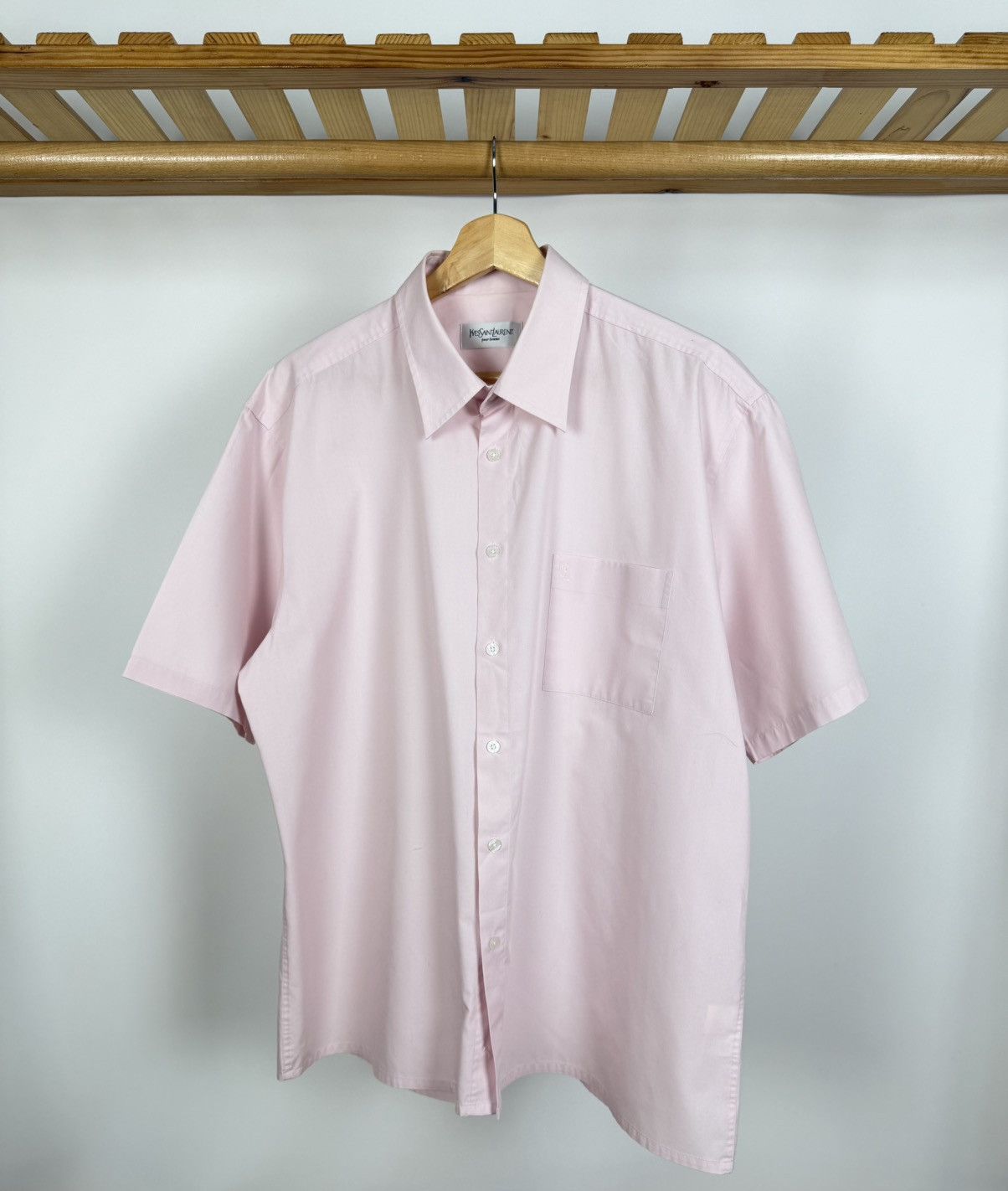 Yves Saint Laurent Short Sleeve Shirt Button Up YSL Logo