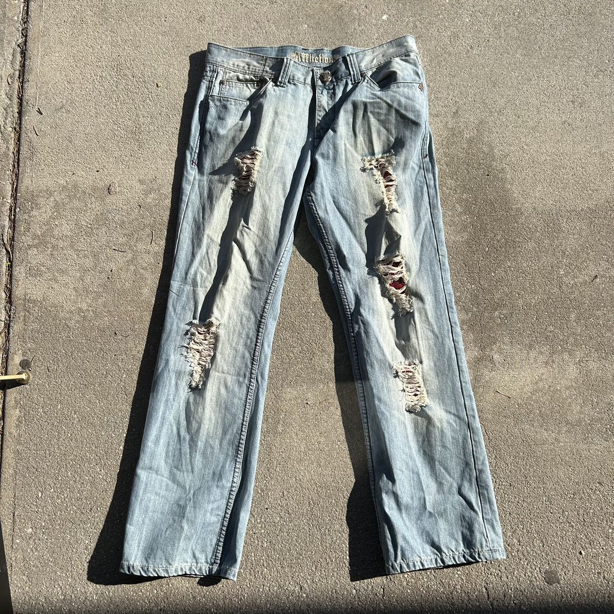 image of Y2K Affliction, Distressed, Baggy Denim Jeans in Blue, Men's (Size 38)