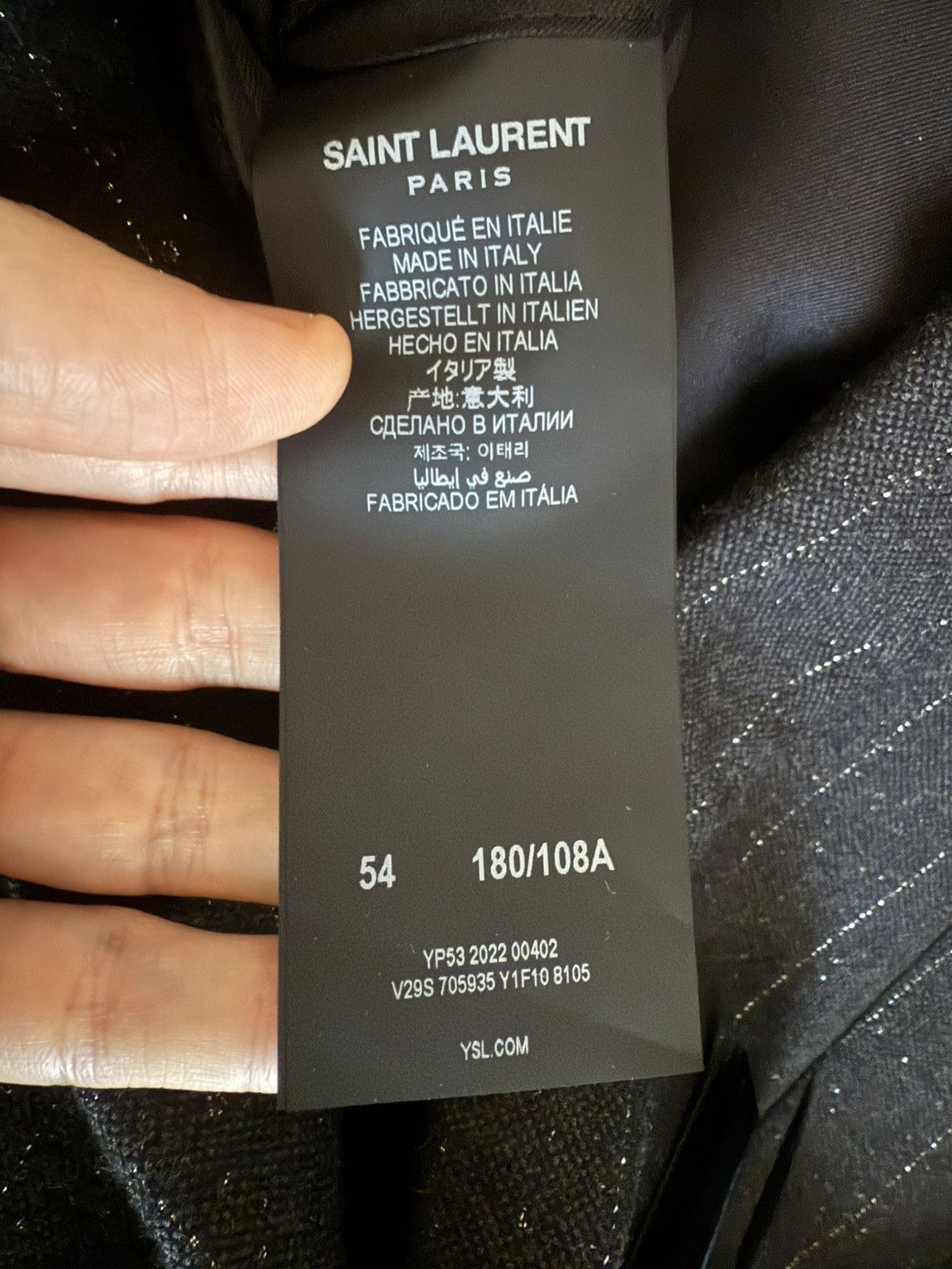 Saint Laurent Paris FW22 Saint Laurent Dark Grey Pinstriped Blazer Jacket Size 54R - 12 Thumbnail