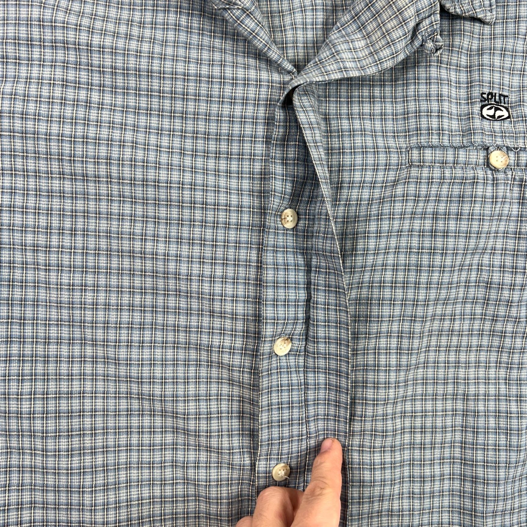 Vintage VINTAGE Split Shirt Mens L Blue Plaid Long Sleeve Button Up 90s Y2K Surf Retro Streetwear Size US L / EU 52-54 / 3 - 3 Thumbnail