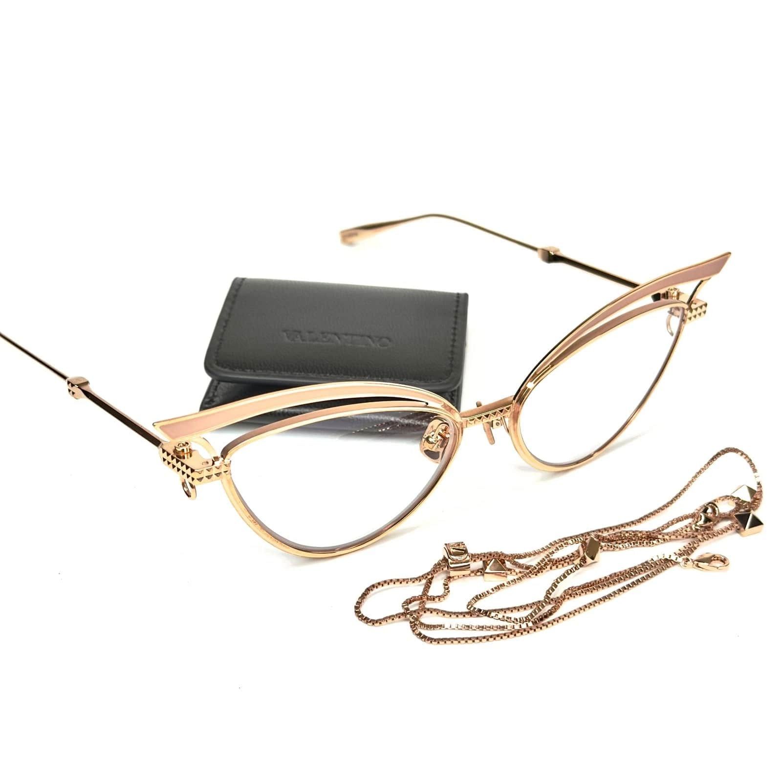 Valentino VALENTINO V-GLASSLINER VLX118 Gold Chain Pink VLX 118F Size ONE SIZE - 6 Thumbnail
